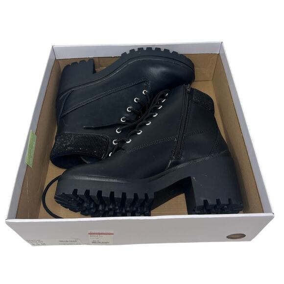 Wild Pair Black Faux Leather Lace Up Combat Boots 8.5 Grunge Punk Emo - Picture 2 of 9